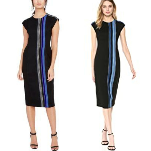 NWT Rachel Roy Navy Fitted Slim Midi Dress 6 SMALL - Picture 6 of 10